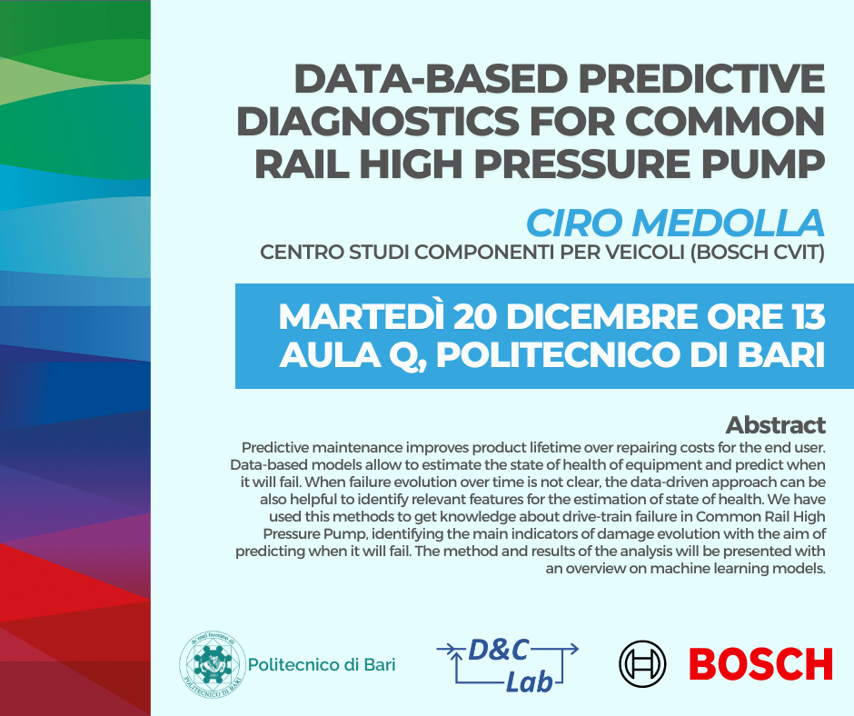 Seminario Bosch CVIT “Data-based predictive diagnostics for common rail high pressure pumps”